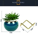 Maceta porcelana borde dorado con soporte Verde