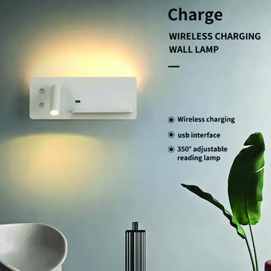 Luminaria lampara de pared led con cargador Izquierda/Derecha Blanco