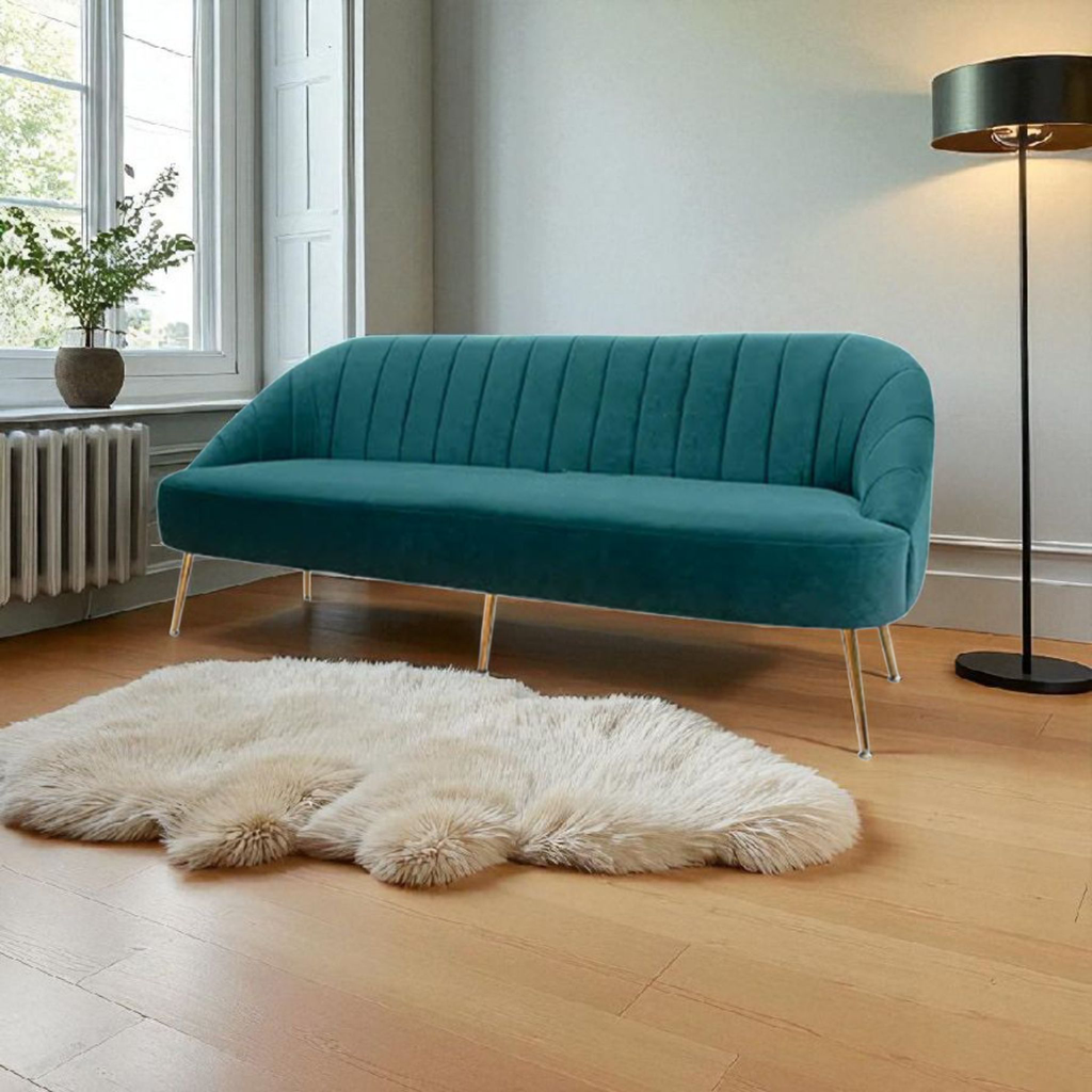 Sillon 3 cuerpos tapizado velvet verde esmeralda