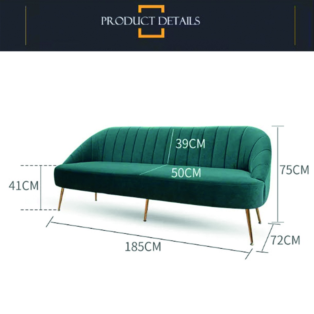 Sillon 3 cuerpos tapizado velvet verde esmeralda