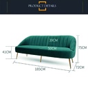 Sillon 3 cuerpos tapizado velvet verde esmeralda