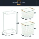 Cesto ropa doble desmontable con ruedas Blanco