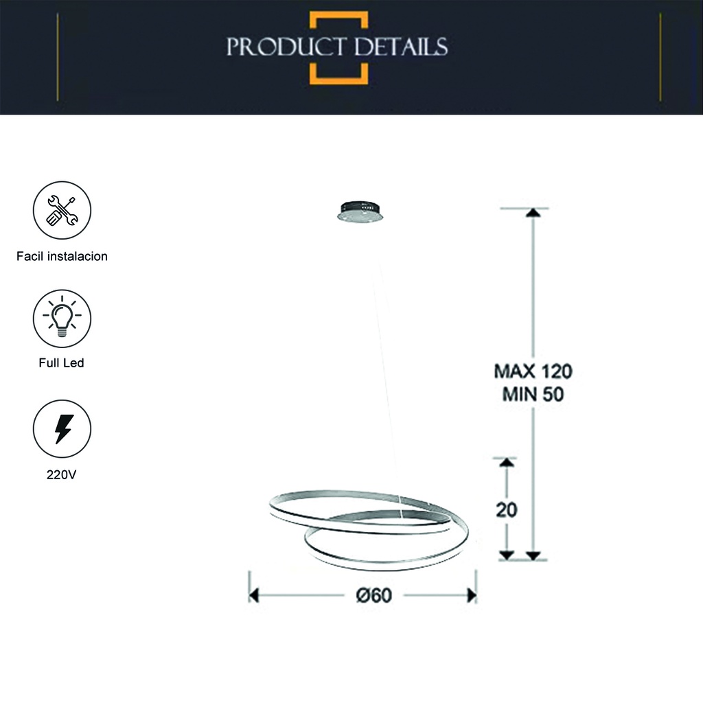 Luminaria led colgante 102W
