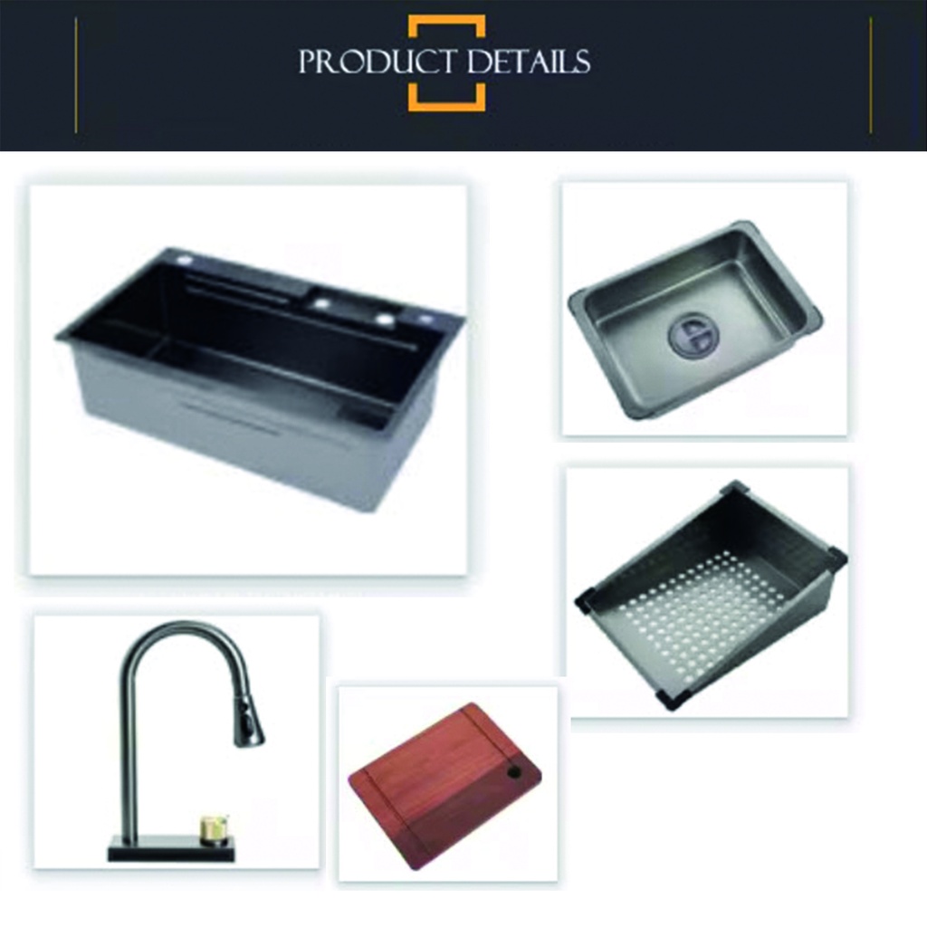 Bacha de cocina completa 80cm Negro