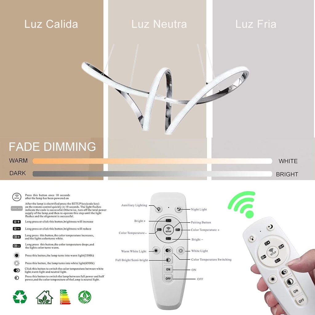 Luminaria led colgante 118W Blanco