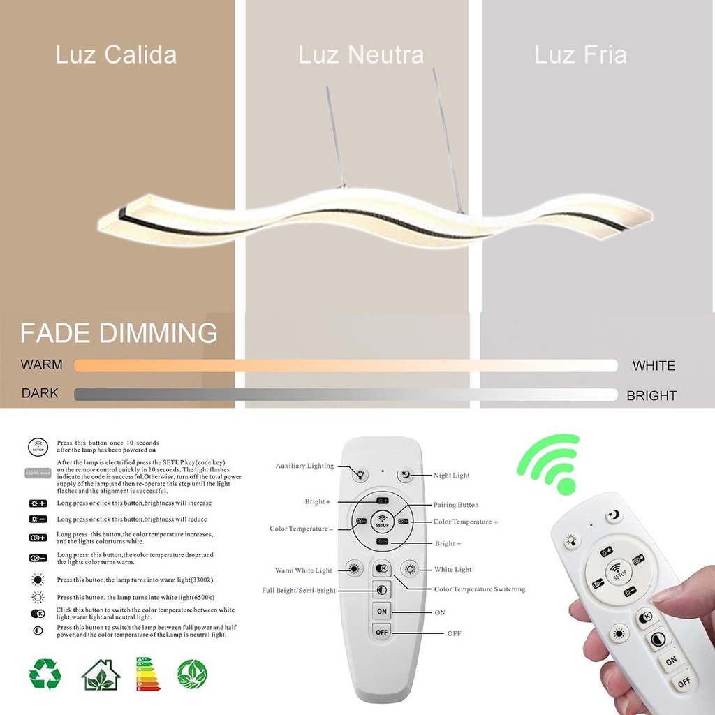 Luminaria led colgante 72W Blanco