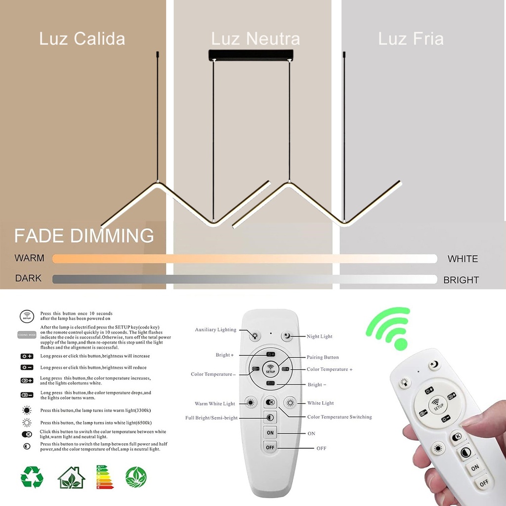 Luminaria led colgante 108W Blanco