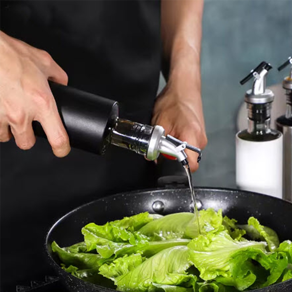 Aceitera vinagrera vidrio acero 350ML Negro