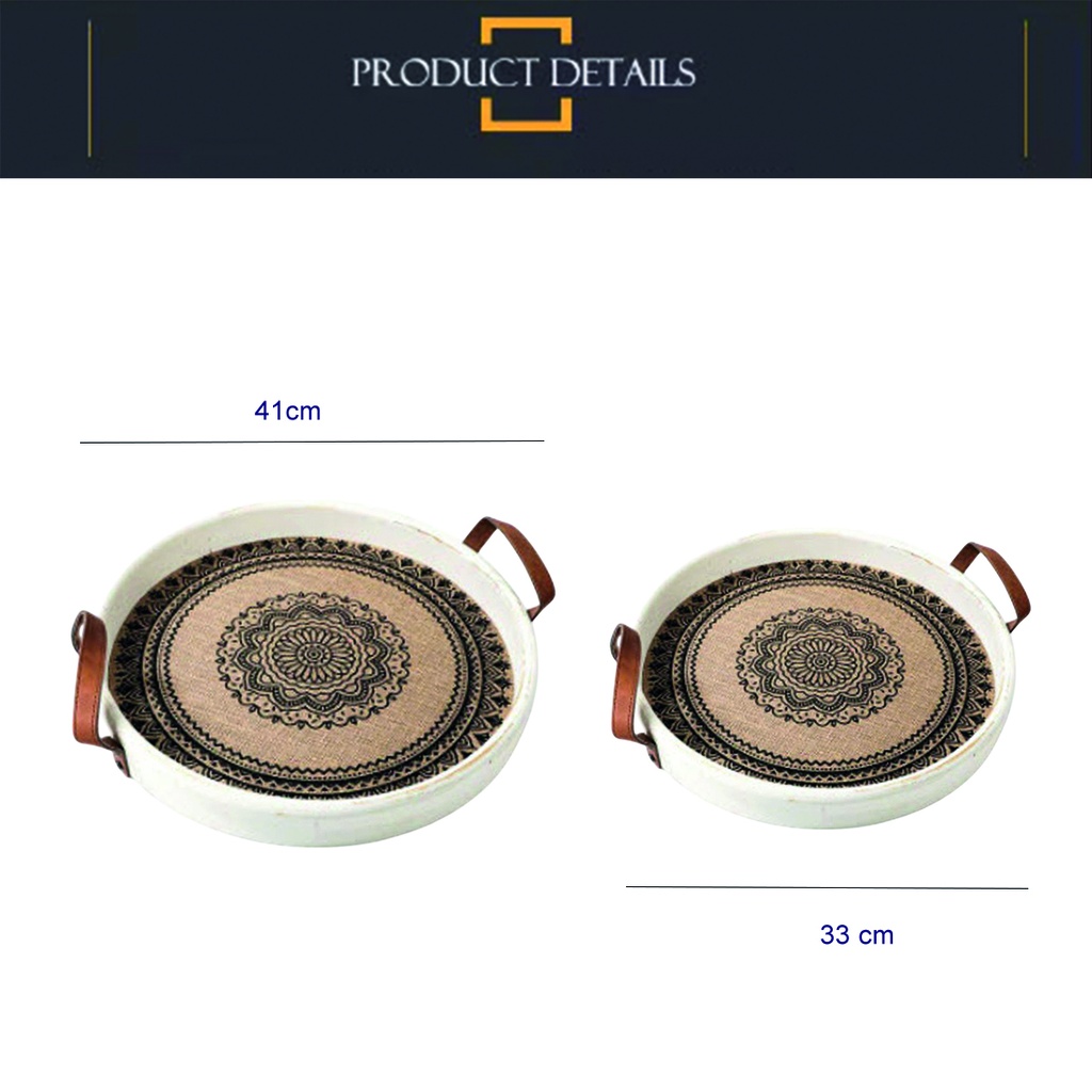 Bandeja madera redonda Set x 2