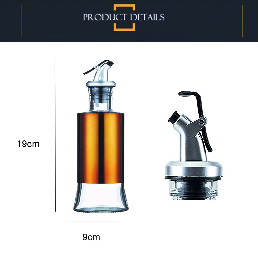 Aceitera vinagrera vidrio acero 250ML Dorado