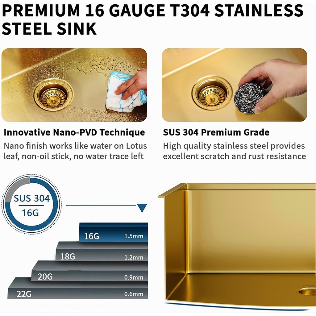 Bacha de cocina estilo campo Dorado