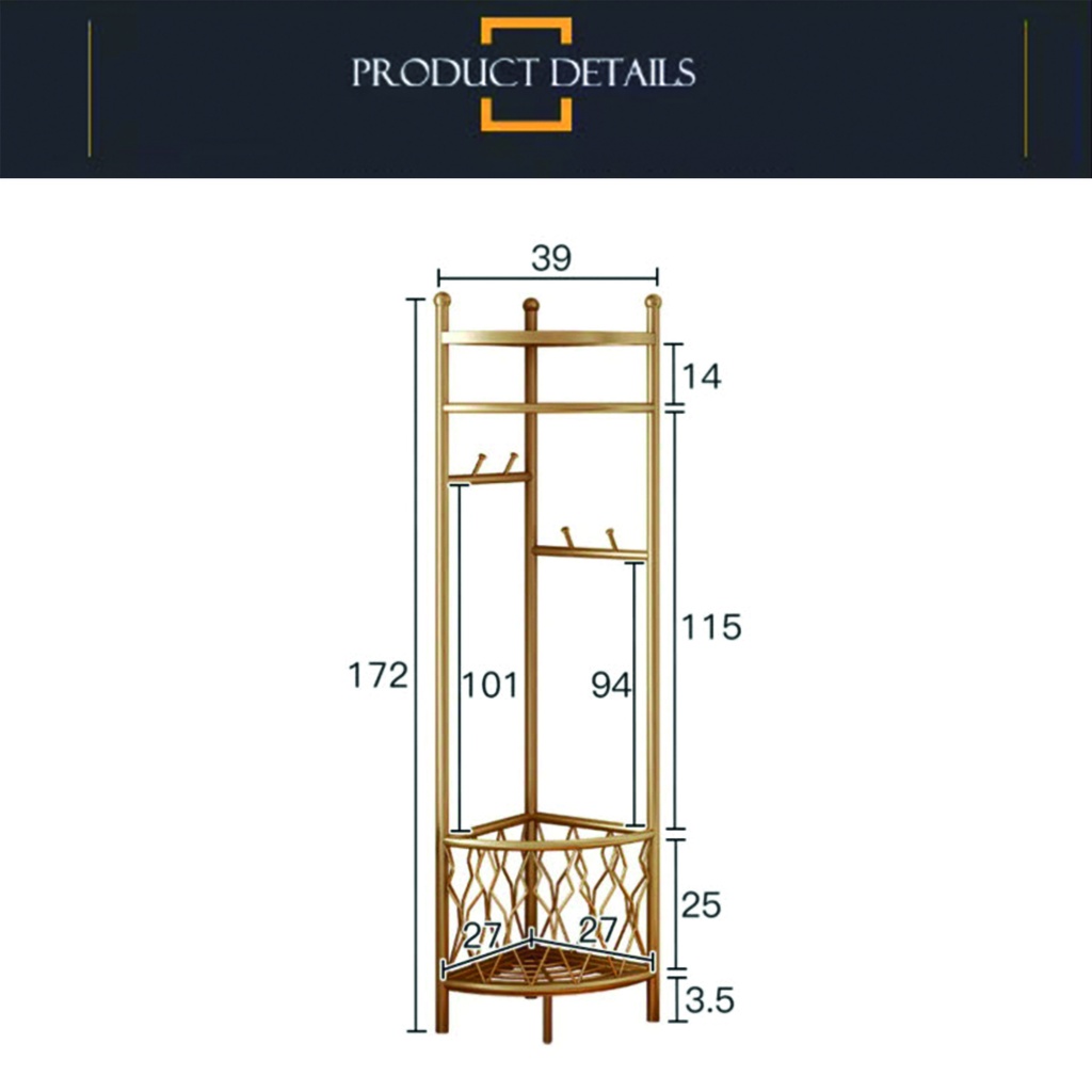 Perchero esquinero Dorado