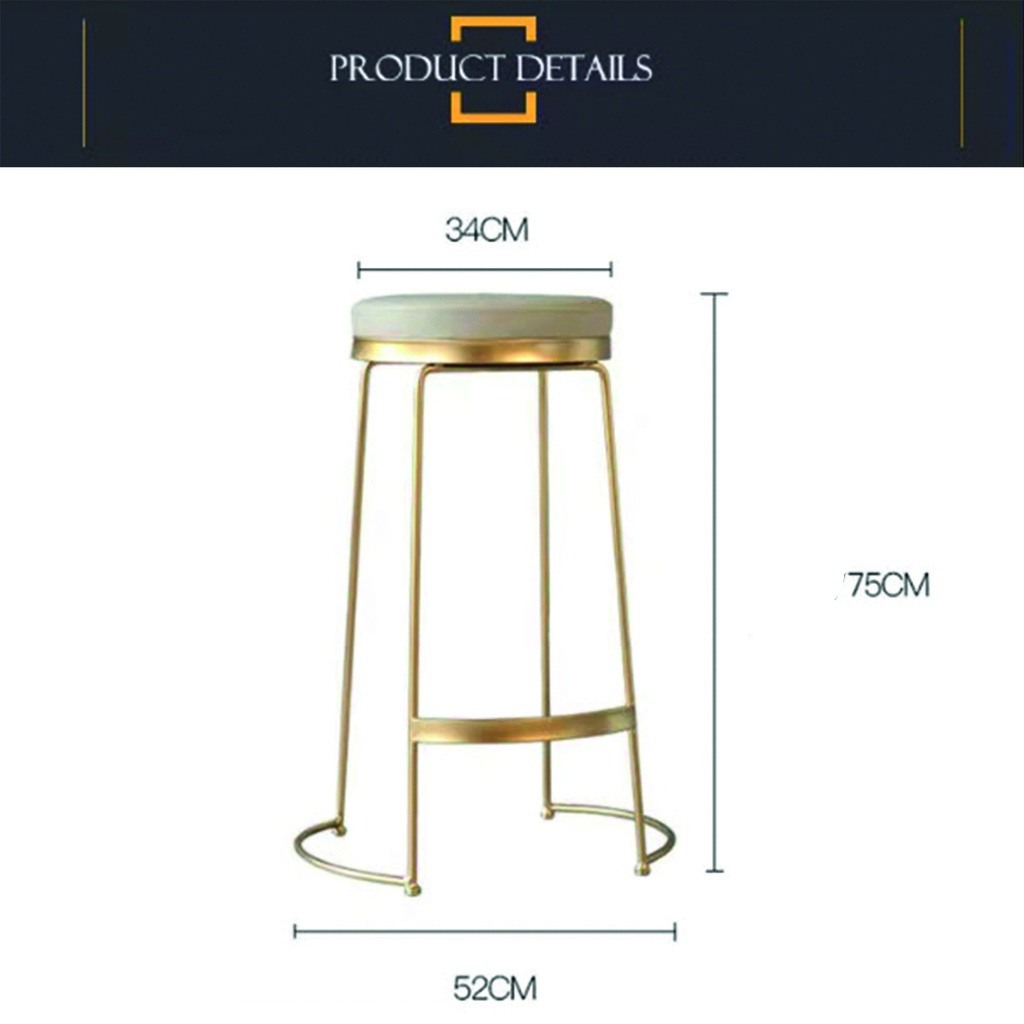 Banqueta Rennes 75cm Dorado