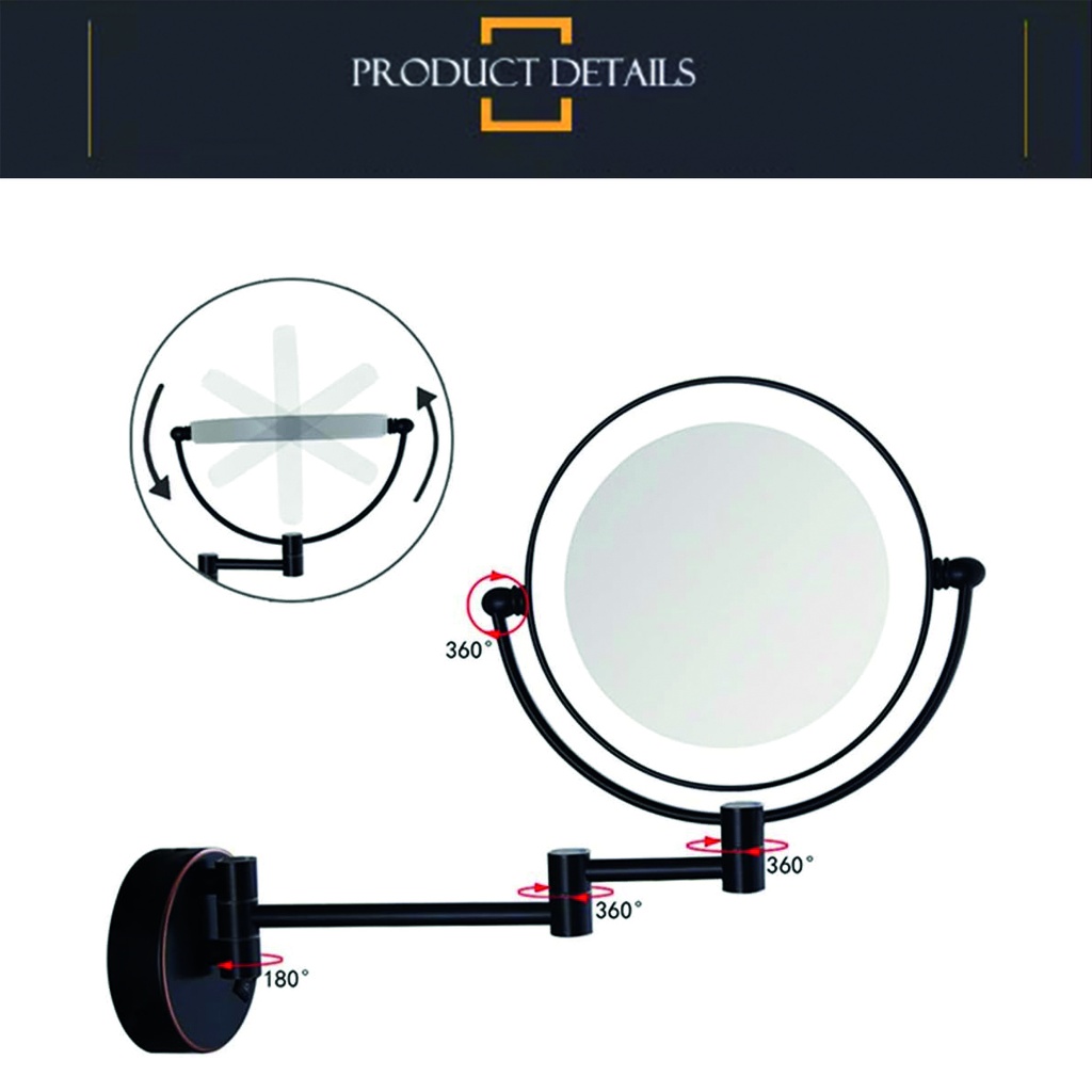 Espejo extensible Negro/Dorado