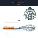 Batidor manual metálico mango madera