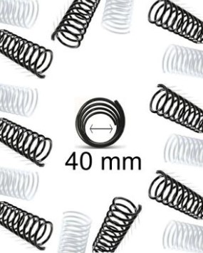 Espiral plastico rulo para encuadernar 40 mm. Paq. x 20