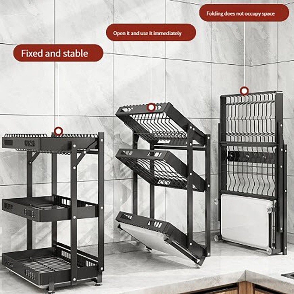 Organizador metalico escurridor plegable 3 niveles