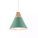 Lampara colgante techo nordico metal madera Verde