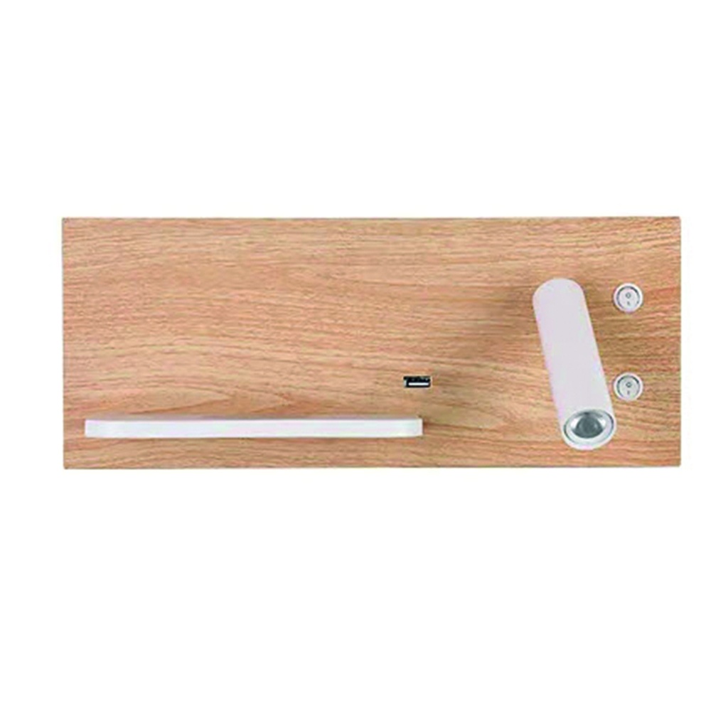 Luminaria lampara de pared led con cargador Izquierda/Derecha Madera