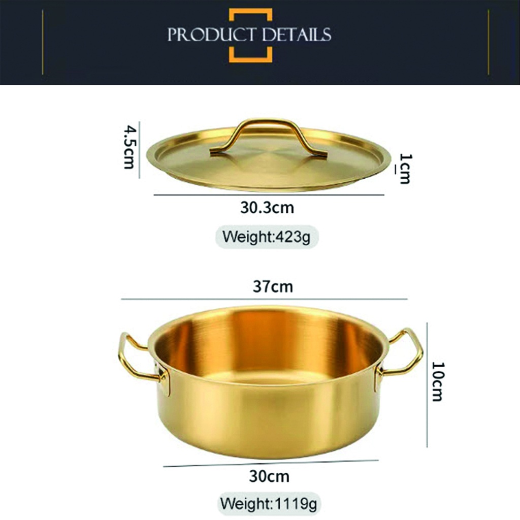 Olla acero doble fondo 30cm Gold