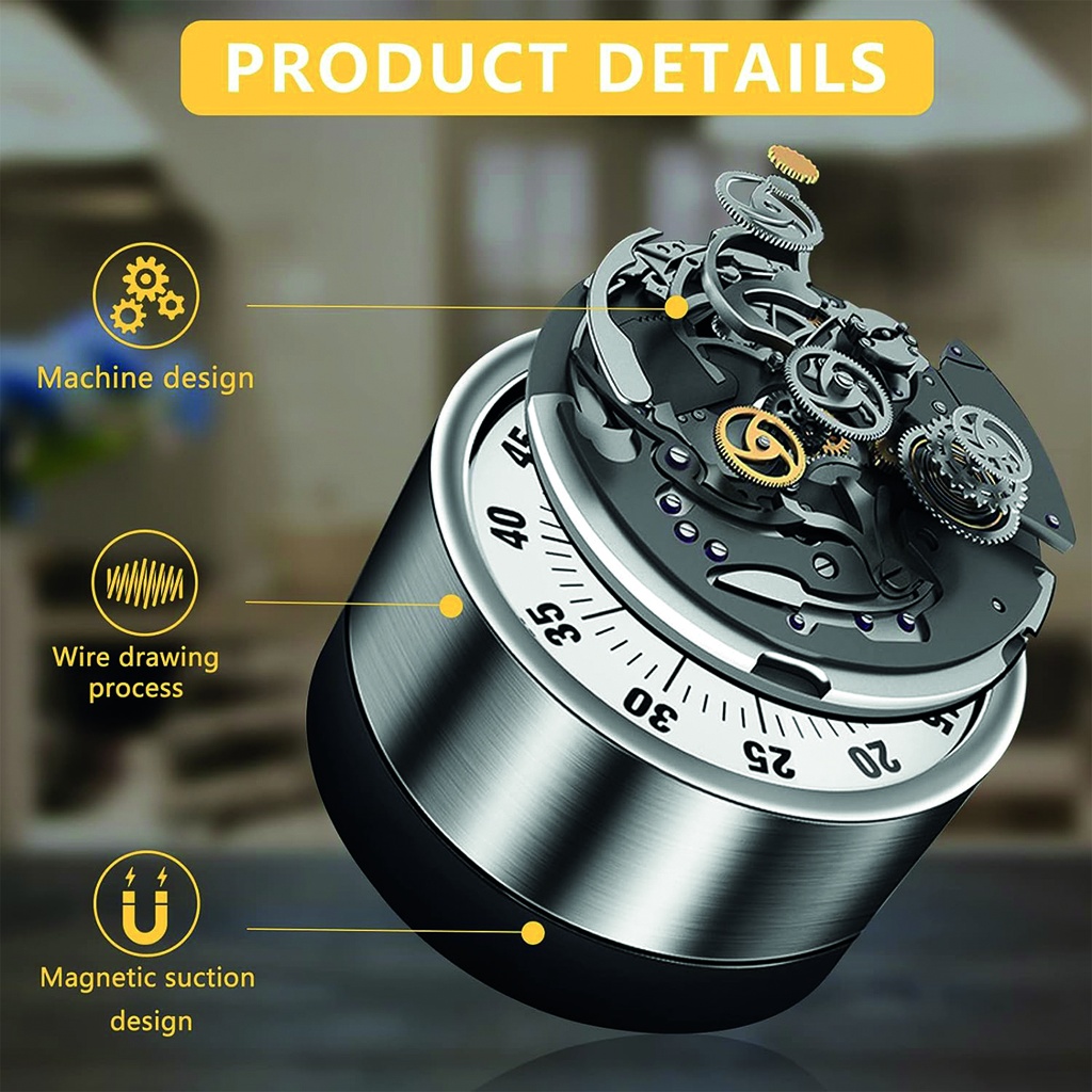 Reloj de cocina magnetico Negro