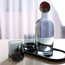 Botella Agua Vintage Con Tapa De Madera + 4 Vasos Exclusivo Grey 