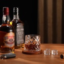 Vaso whisky labrado giratorio base madera 266ML