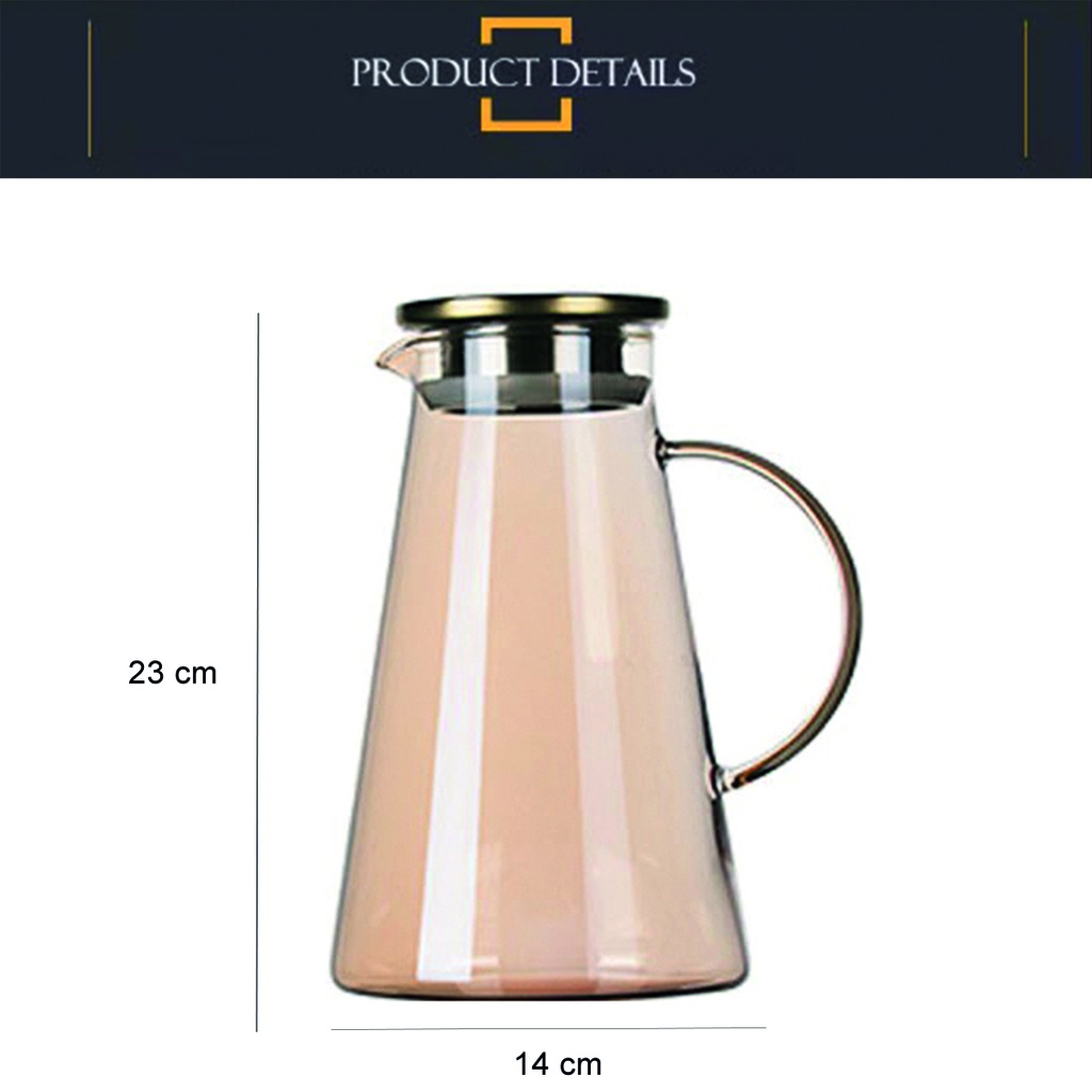 Jarra de vidrio de borosilicato cónica 1800ML Ambar