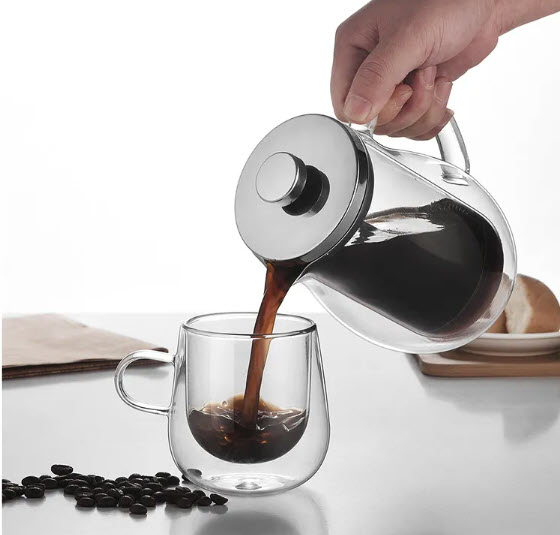 Cafetera prensa francesa 600ML vidrio de borosilicato doble pared