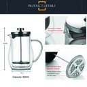 Cafetera prensa francesa 600ML vidrio de borosilicato doble pared