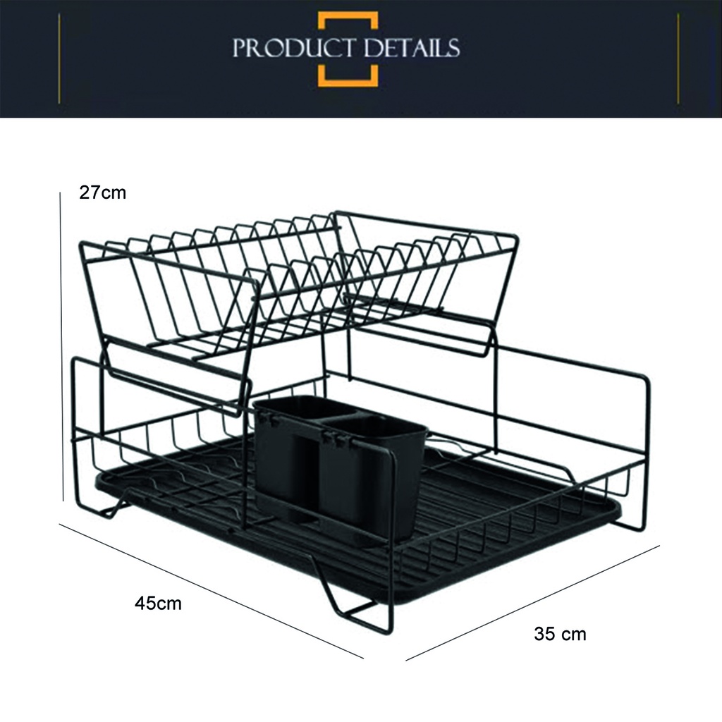 Organizador metalico escurridor sobre mesada 2 niveles Negro