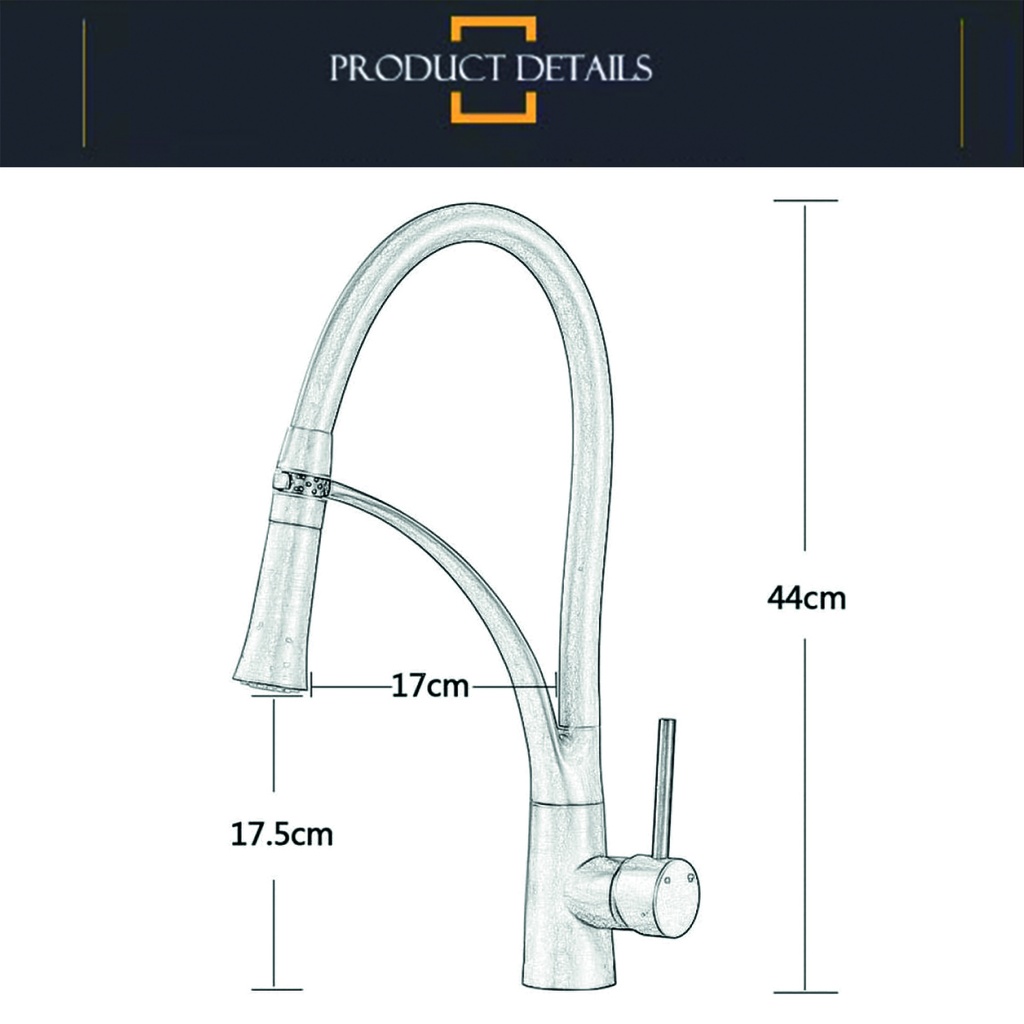 Canilla cocina Clarinete Dorado