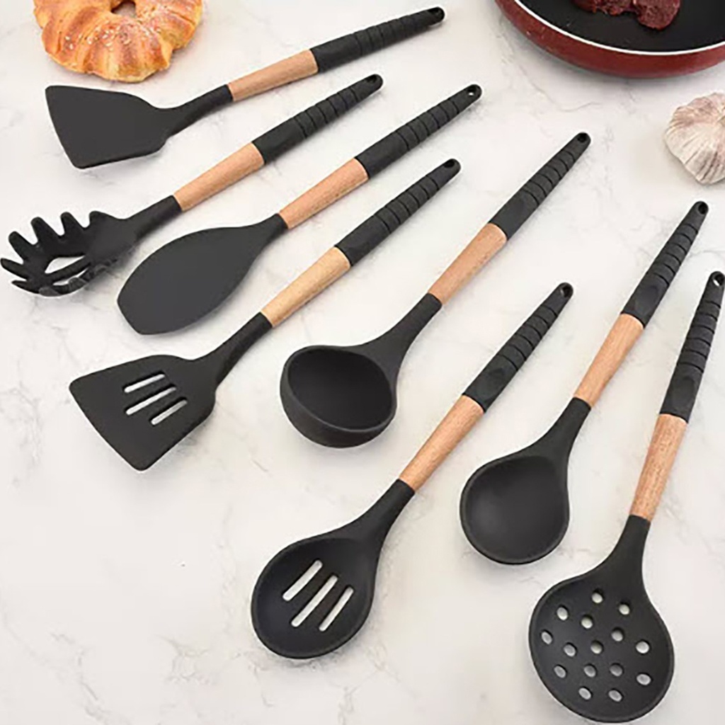 Utensilios de cocina madera silicona 11 piezas