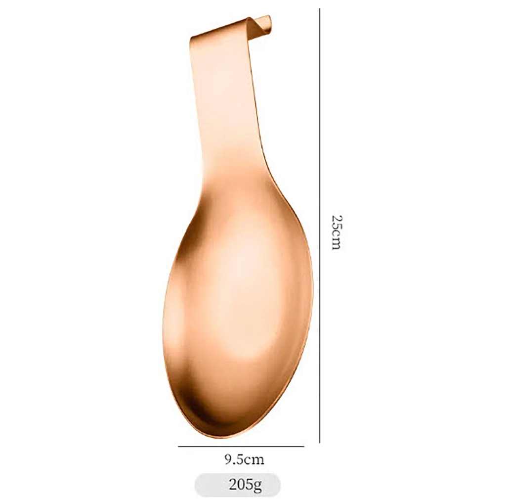 Reposa espumadera cucharon sobre mesada metálica Cobre