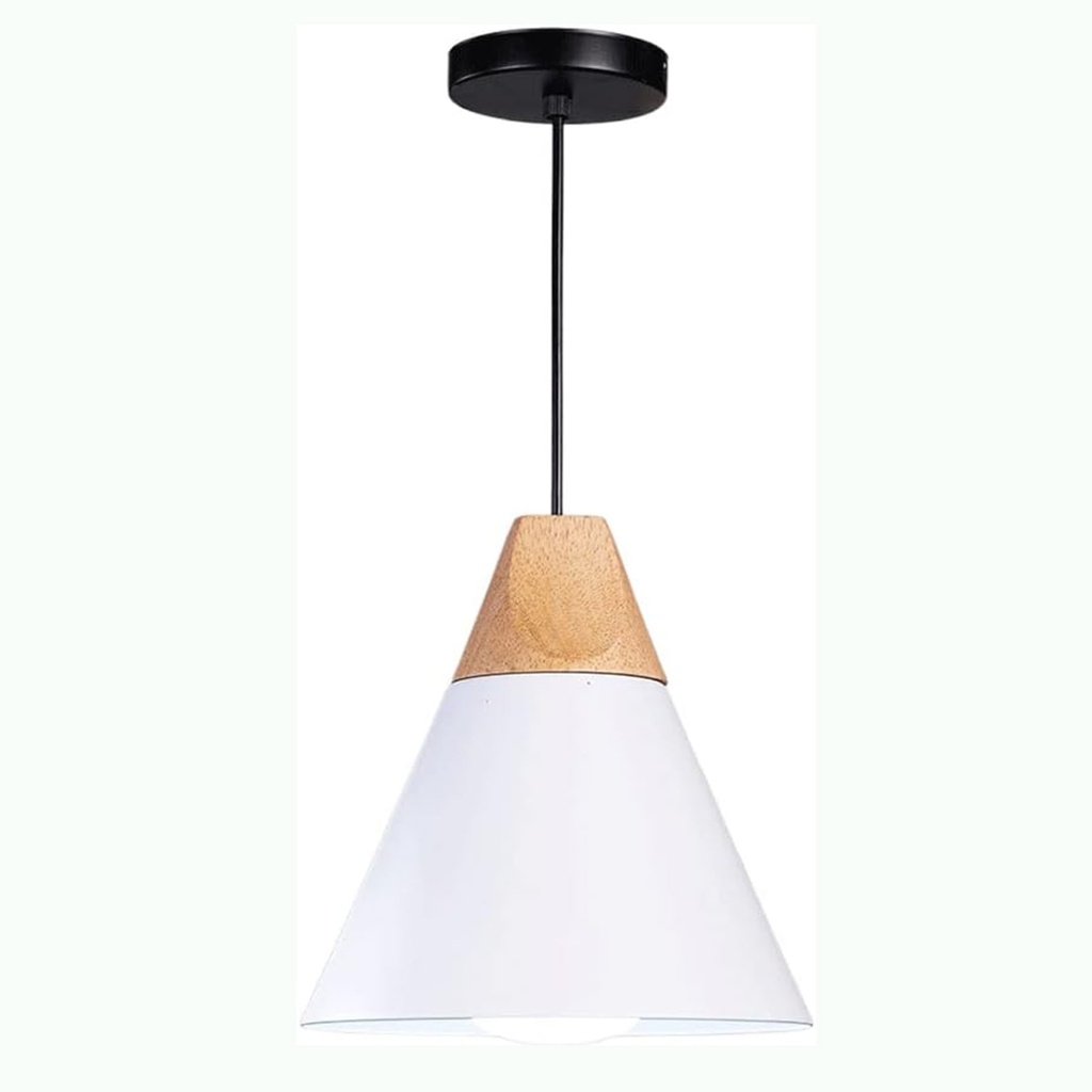 Luminaria colgante techo nordico metal madera Blanco