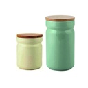 Contenedor de alimentos ceramica tapa bambú  Grande