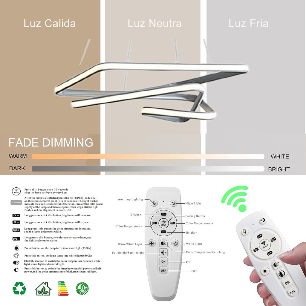 Luminaria led colgante 108W Gris