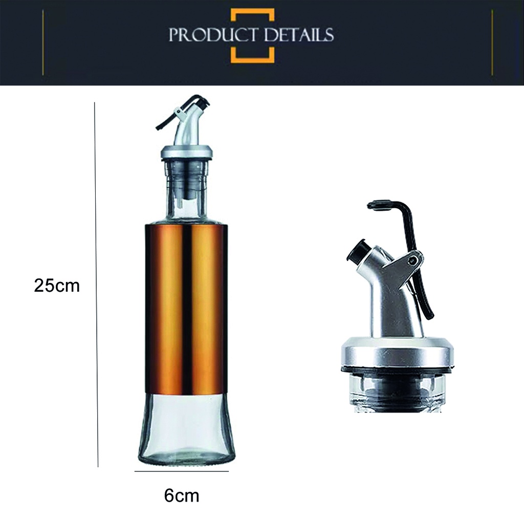 Aceitera vinagrera vidrio acero 350ML Dorado