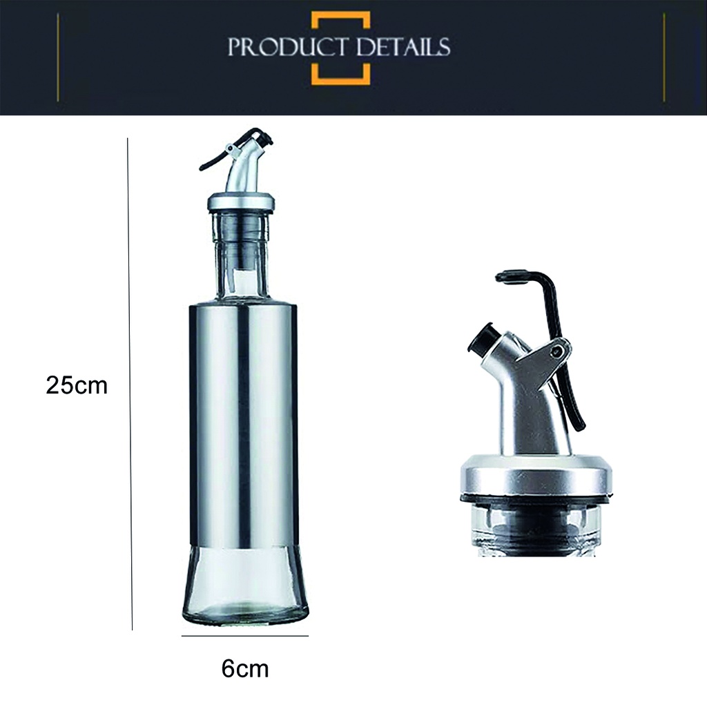 Botella aceitera vidrio 350ml Plateado