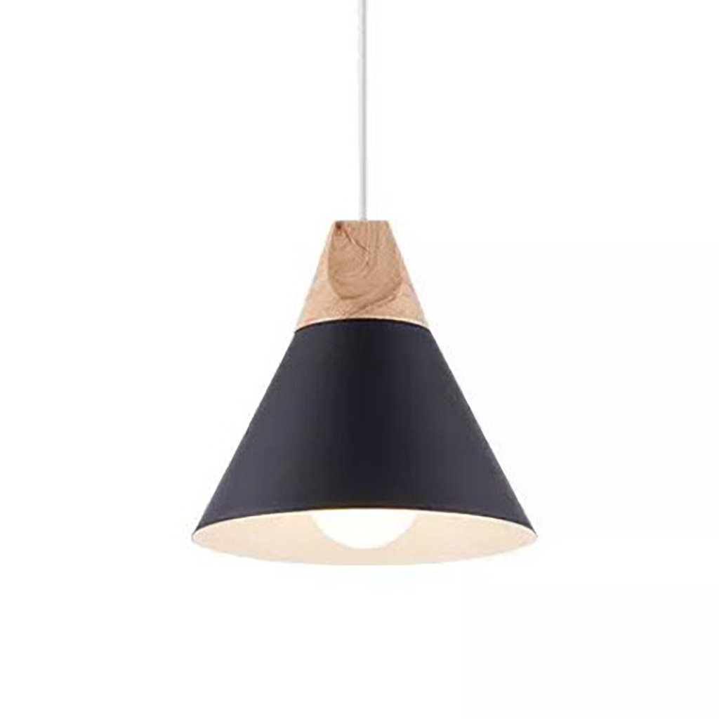 Luminaria colgante techo nordico metal madera Negro