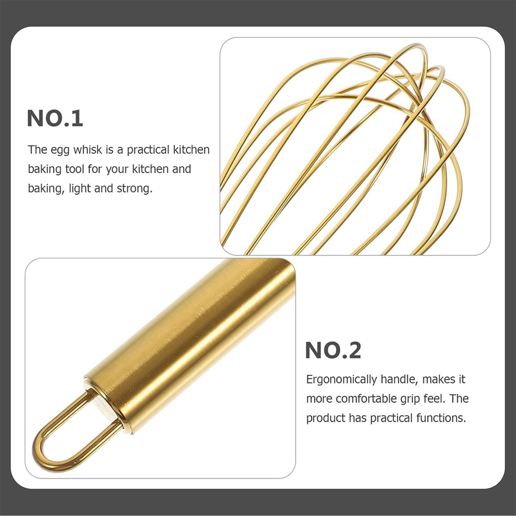 Batidor manual 32cm Dorado