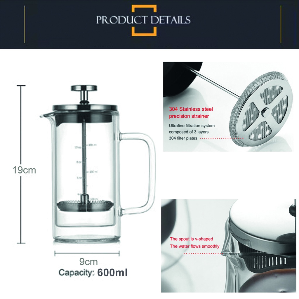 Prensa francesa 600ML doble pared