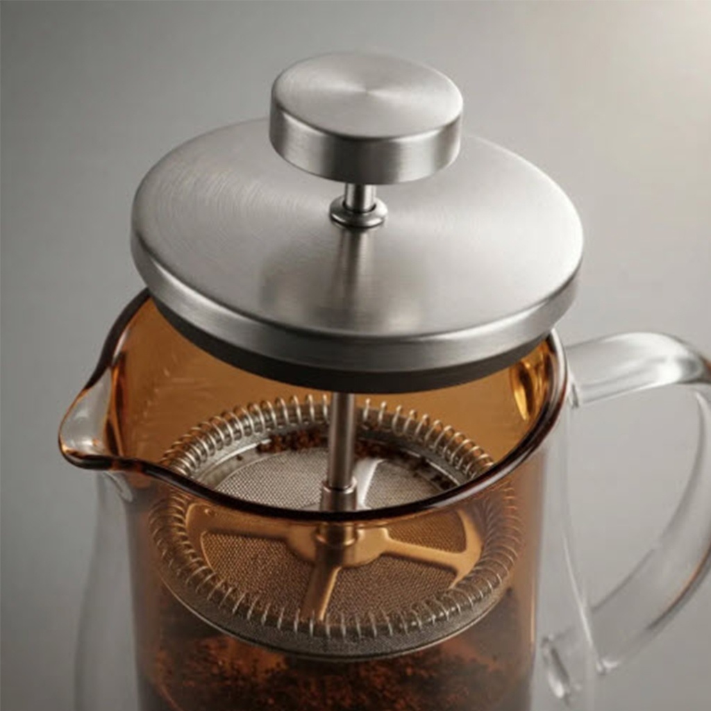 Cafetera prensa francesa 600ML vidrio de borosilicato doble pared Color Ambar