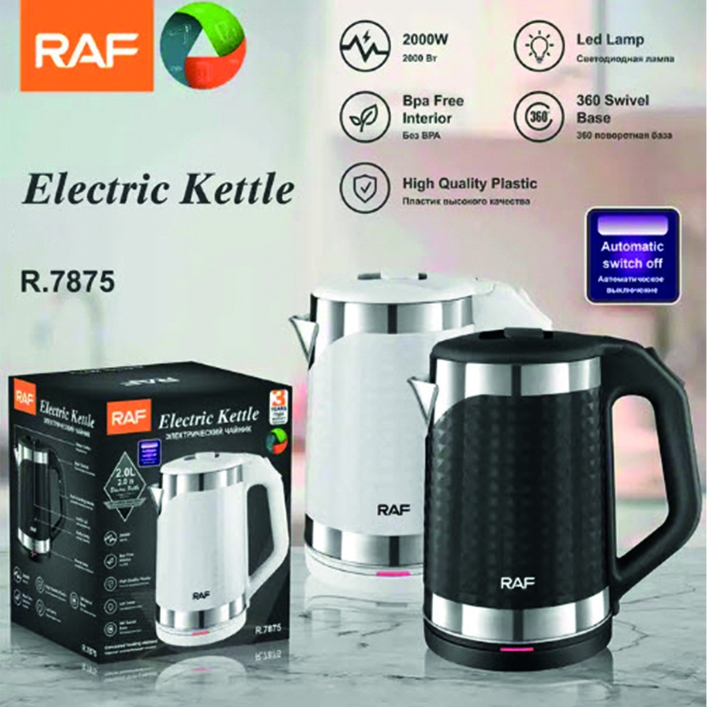 Jarra Eléctrica Raf 1,5 Litros 2000w Bpa Free Negro