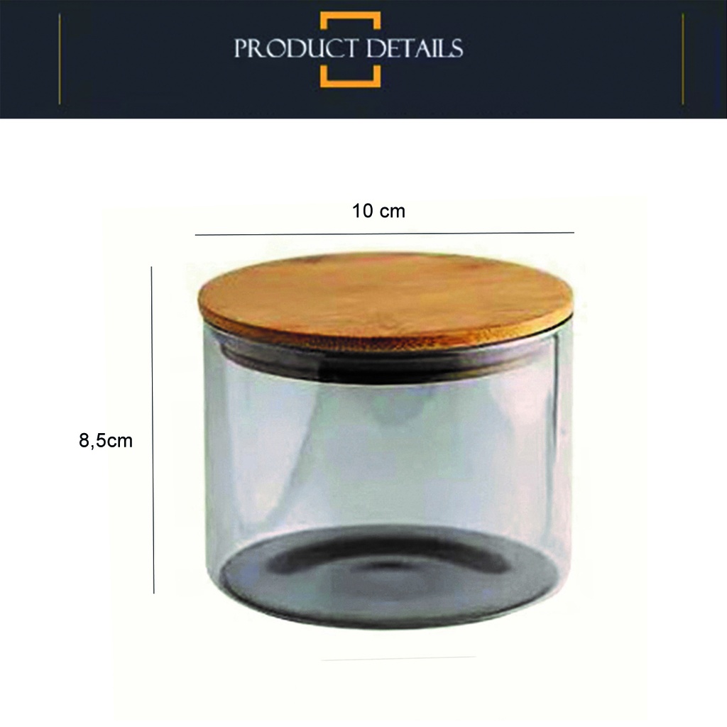 Contenedor alimentos en borosilicato tapa madera 580ML