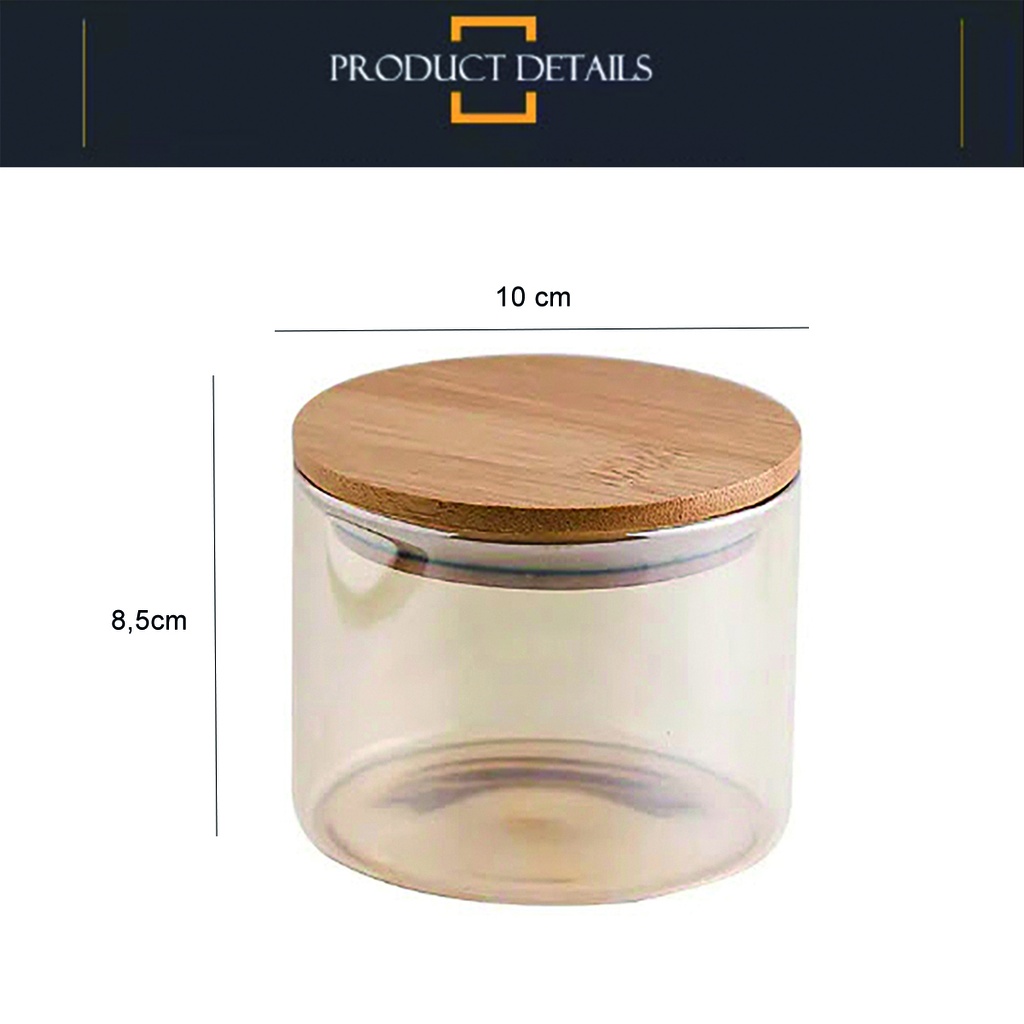 Contenedor alimentos en borosilicato tapa madera Ambar