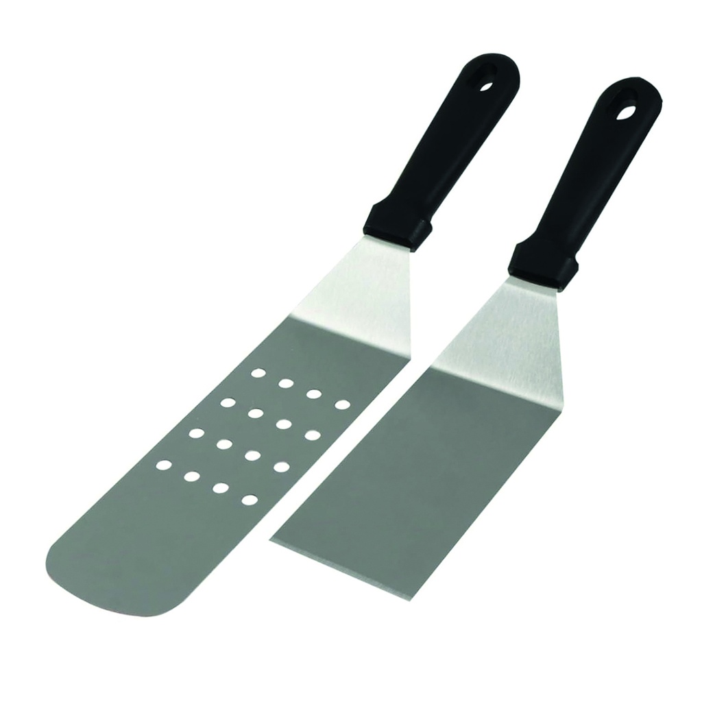 Espatula parrilla plancha acero inoxidable set x 2