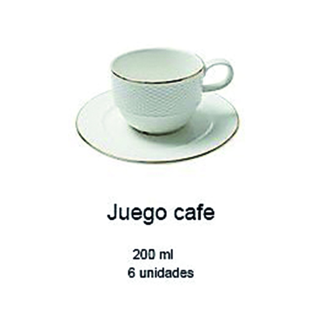 Juego café porcelana blanca Set x 6