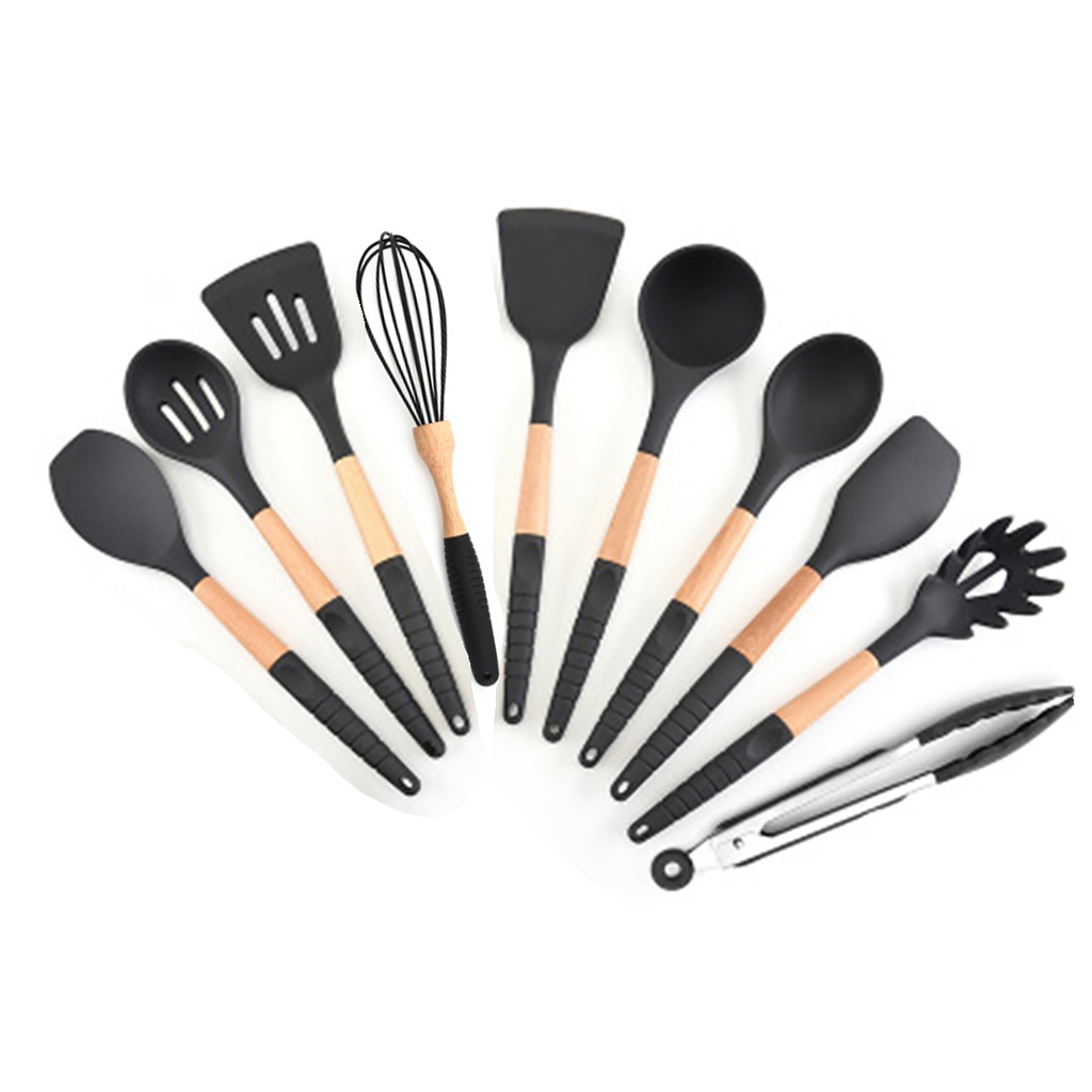 Utensilios de cocina madera silicona 10 piezas