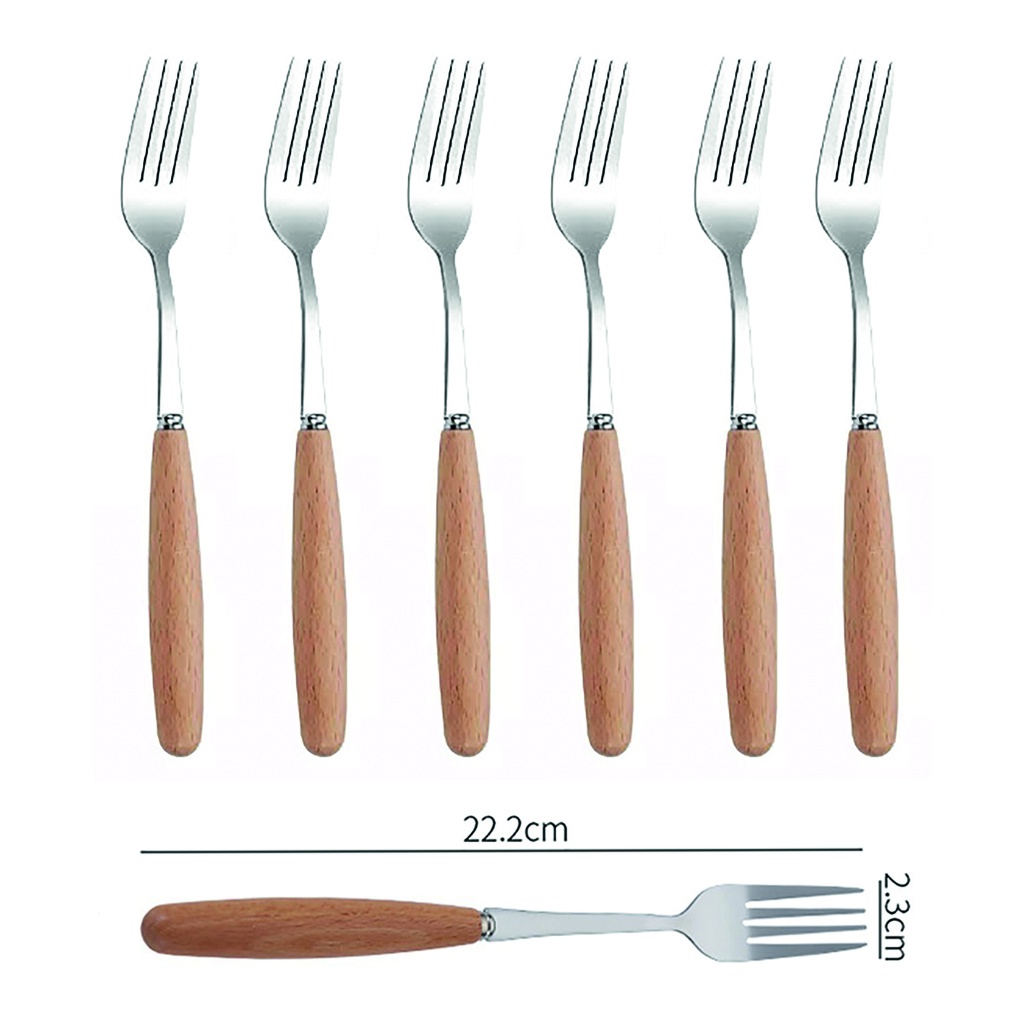 Tenedor mango madera set x 6 unidades